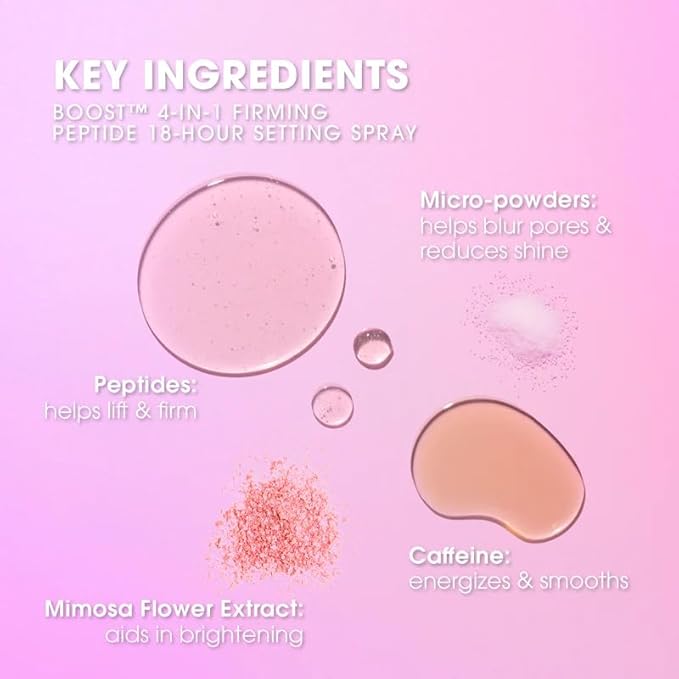 beautyblender Boost 4-in-1 Firming Peptide Setting Spray, Set Makeup Up to 18 hours, Plump & Hydrate Skin, While Blur Pores and Reduce Shine
