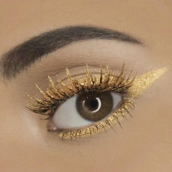 Maydear Gold Mascara for Eyelashes, Waterproof Colored Mascara Long Lasting Smudgeproof Color Mascara for Women Fast Dry Lengthening Eye Makeup Party Stage Use