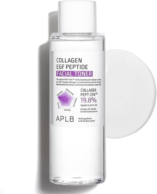 APLB Collagen EGF Peptide Facial Toner | Collagen PEPT CEN™ 19.8% 5.41 FL.OZ/Korean Skincare, Elasticity Care, Replenishing Moisture, Revitalize for Gentle and Improve Skin Texture