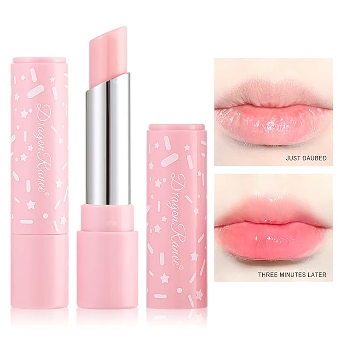 3Pcs Color Changing Lipstick Set, All-Day Moisturizing Lip Care Pink Nude Tinted Lip Balm Tube for Girls Women Make Up Gift Set
