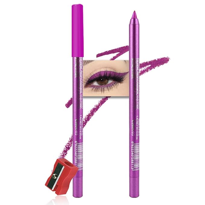 evpct Grape Purple Gel Eyeliner Pencil for Women Waterline Waterproof Smudge Proof Eye Makeup Liners, Purple Mascara Eye Liner Gel Liner Eyeliner with Sharpener delineador de ojos contra el agua 05