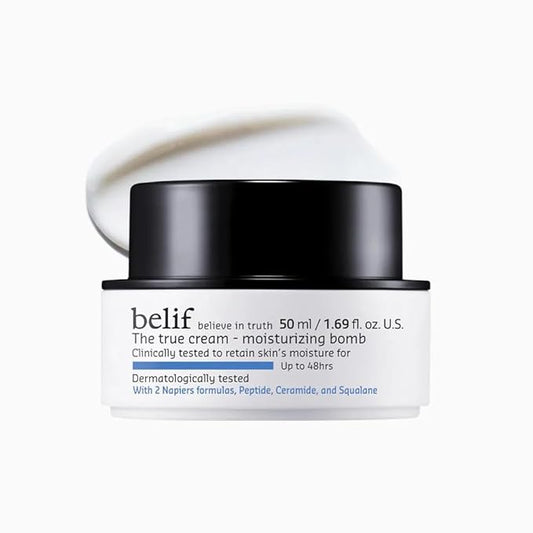 belif Moisturizing Bomb – Daily Ceramide Moisturizer with Peptide & Squalane, 48hr Hydration & Anti-Aging Cream, Milky & Lightweight, Restores Skin Barrier, Korean Skincare, 1.68 fl oz (50ml)