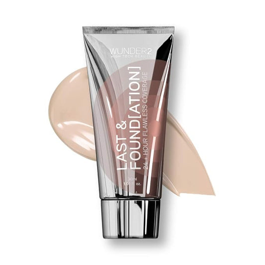 WUNDERBROW Full Coverage Foundation, Last & Found[ation] – Buildable Full Coverage Liquid Foundation For 24+ Hours Wear – Long Lasting, Waterproof, Porcelain