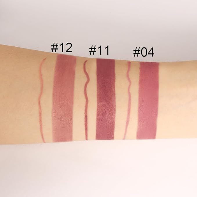 BINGBRUSH 2 IN 1 Lip Liner & Lipstick Makeup Set, Dark Red Matte Metallic Lipliner Set for Black Mature Women Waterproof Long Lasting Gift Set (3Pcs Set01-Matte:04#11#12#, 3Pcs)