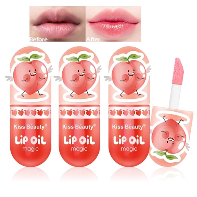 3Packs Hydrating Lip Oil Temperature Color Changing Lip Oil Plumping Lip Gloss Moisturizing Lip Oil Tinted for Lip Care and Dry Lip (#3)