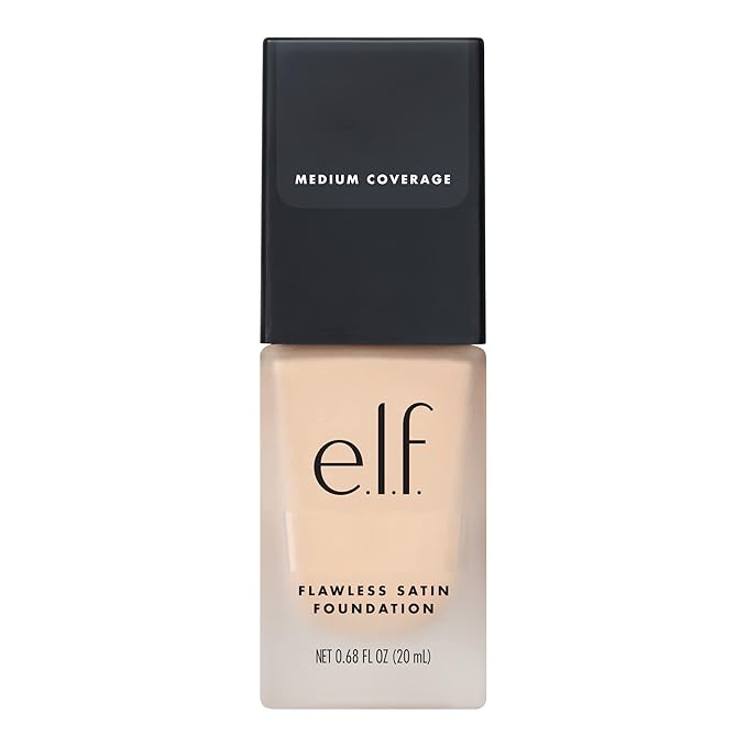 e.l.f. Flawless Satin Foundation, Lightweight & Medium Coverage, Semi-Matte Finish, Vegan & Cruelty-Free, Snow, 0.68 Fl Oz (20mL)