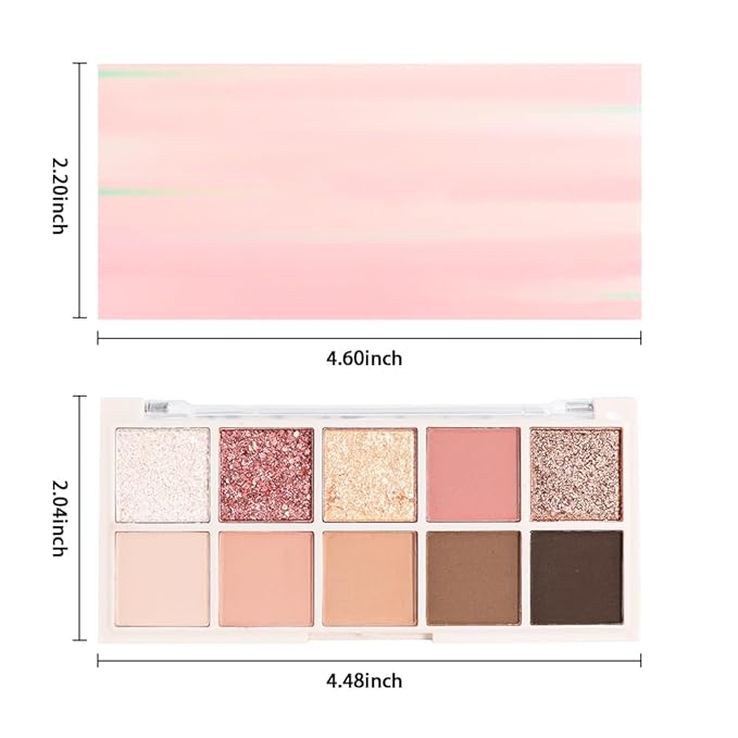 10 Colors Eyeshadow Palette,Matte&Glitter&Shimmer Eyeshadow Makeup,Naturing-Looking,High Pigment Waterproof Eye Shadow Palette Makeup, 100% Cruelty-free (10#Shimmer Nude)