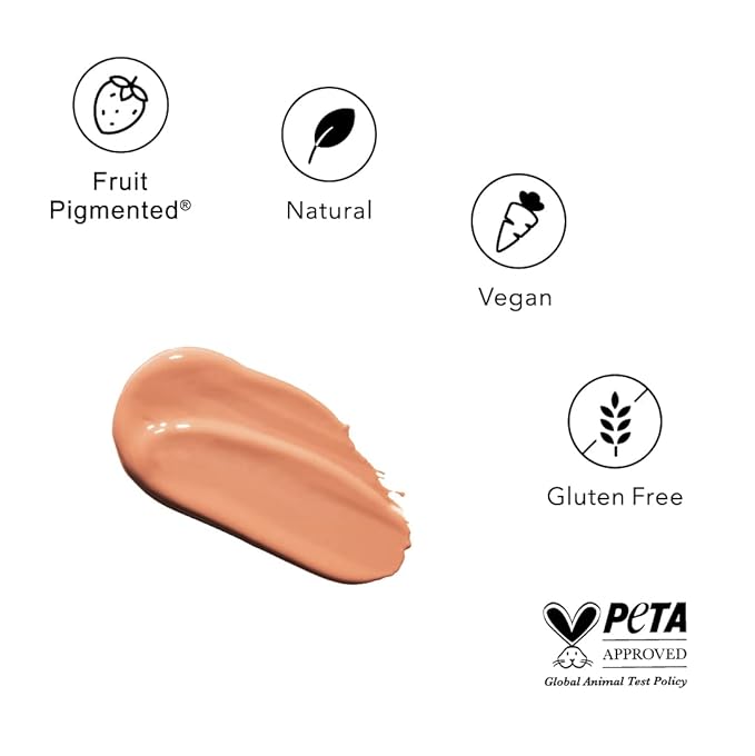 100% PURE Water Foundation Full Coverage Hydrating Makeup, Light Dewy Finish, Moisturizing Concealer for Normal to Dry Skin, Fruit Pigment Color Neutral 4.0 w/Peachy Undertones for Tan Skin - 1 Fl Oz