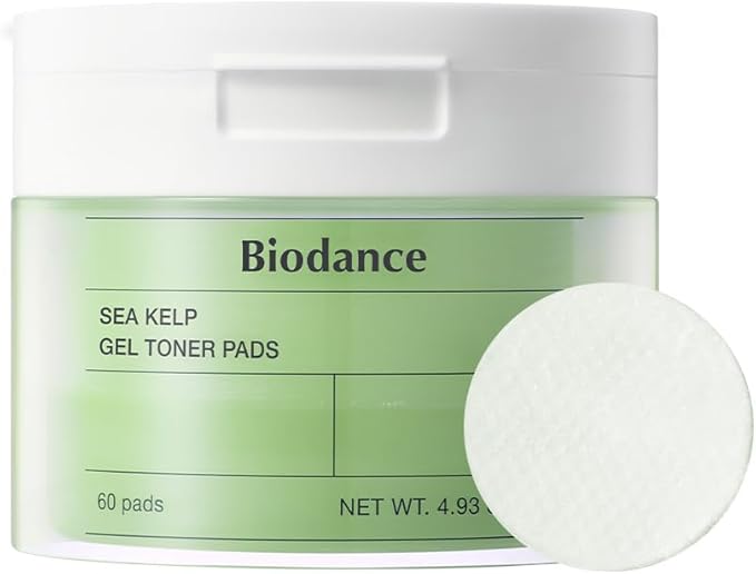 Biodance Sea Kelp Gel Toner Pads, Calming & Soothing for Sensitive Skin, Oil & Sebum Control, Blemish Care, Gentle Exfoliating Korean Toner Pads, 4.93 fl.oz.(140g)*60Pads