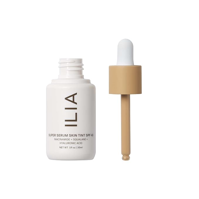 ILIA - Super Serum Skin Tint SPF 40 | Non-Comedogenic, Vegan, Lightweight to Help Against Blue Light, + Pollution while Hydrating, Smoothing, + Refining (Shela ST8, 1 fl oz | 30 ml)