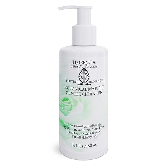 Florencia Botanical Marine Gentle Cleanser - Non-Foaming, Soap-Free, Hydrating Oil-Free Face Wash for Dry to Normal Skin - With Marine Algae & Organic Botanicals - Sensitive Skin, 6 oz