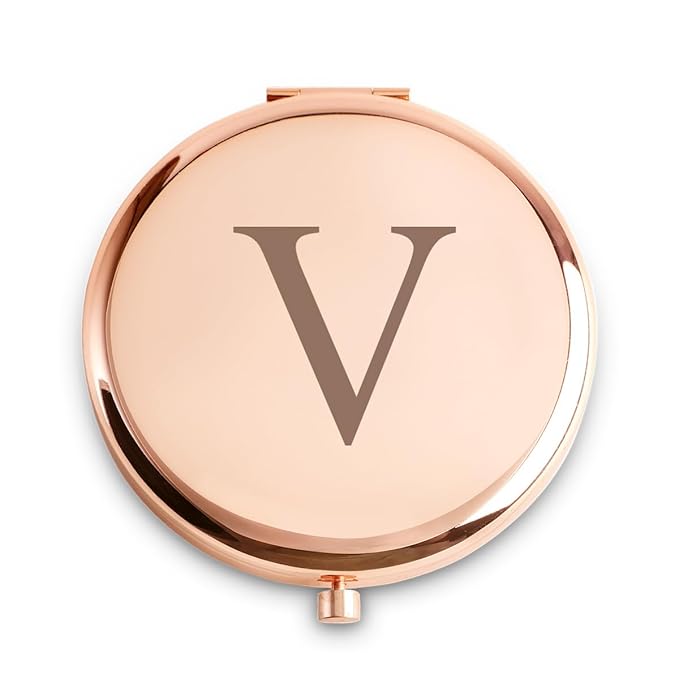 Personalized Gifts for Women Girls, Initial Compact Mirror, Unique Mothers Day Birthday Gifts for Friends Mom Wife Grandma Sister Daughter, 2025 Graduation Gifts for Her College Medical High School