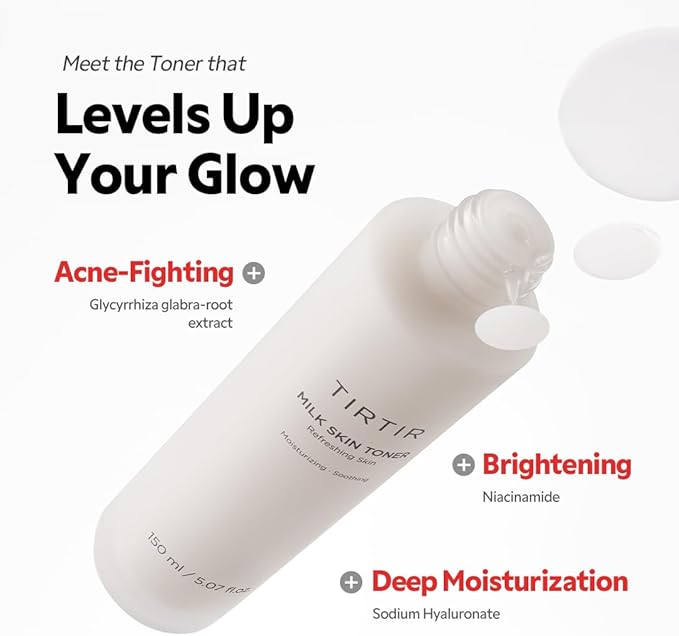 TIRTIR Milk Skin Rice Toner | Deep Moisturizing, Hydrating Toner for face, Niacinamide, Ceramide, Rice Bran Extract, Nature-Oriented Ingredients for Korean Skin Care, Vegan, 0.67 Fl Oz