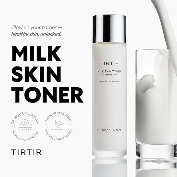 TIRTIR Milk Skin Rice Toner | Deep Moisturizing, Hydrating Toner for face, Niacinamide, Ceramide, Rice Bran Extract, Nature-Oriented Ingredients for Korean Skin Care, Vegan, 0.67 Fl Oz
