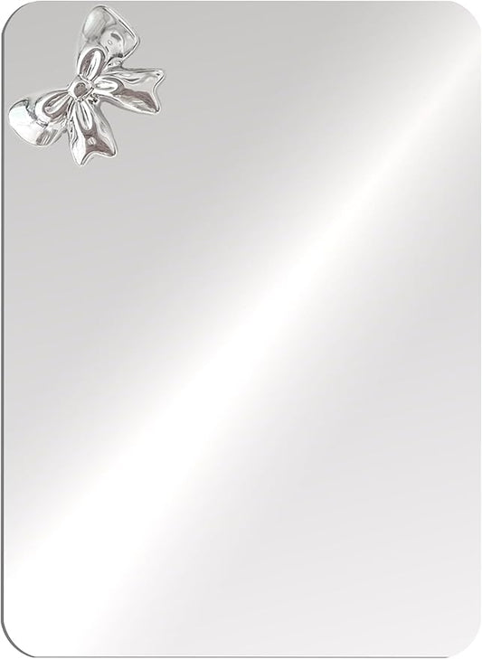 Magnetic Locker Mirror 4"x6" Small Real Glass Frameless Mirror with Magnetic Backing for School Locker, Bow School Locker Makeup Mirror for Girls Bathroom Refrigerator Dorm Gym Office Cabinet Home