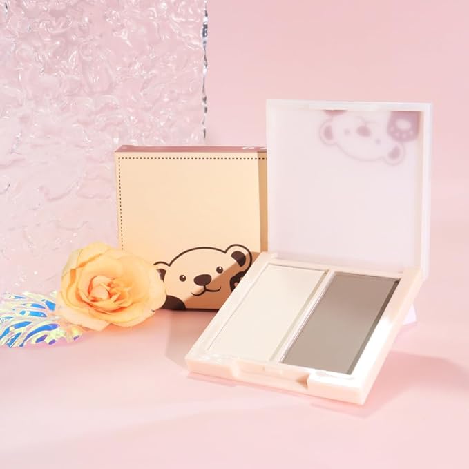 Dual Powder Matte Blush Palette - Warm Beige & Cool Taupe - Matte Buildable Long Lasting Face Blush for Natural Glow & Contouring - Silky Lightweight Cheek Makeup for All Skin Tones 01#