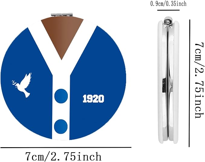 BEKECH F Women Compact Mirror Blue and White Dove Gift Sorority Makeup Mirror Sisterhood Gift