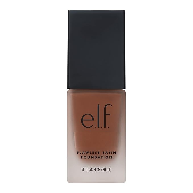 e.l.f. Flawless Satin Foundation, Lightweight & Medium Coverage, Semi-Matte Finish, Vegan & Cruelty-Free, Chocolate, 0.68 Fl Oz (20mL)