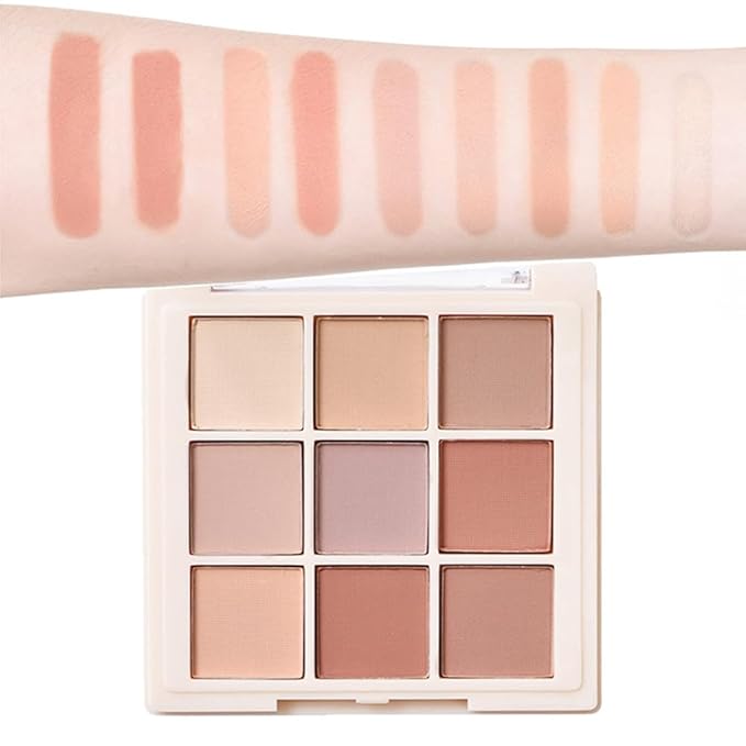 Matte Nude Eyeshadow Palette Pink Makeup Eye shadow for woman,9 Colors Matte Nude Naked Eyeshadow Long Lasting Eye Shadow Plattet for Girls,Beige Earth Neutra Waterproof Eye Shadow