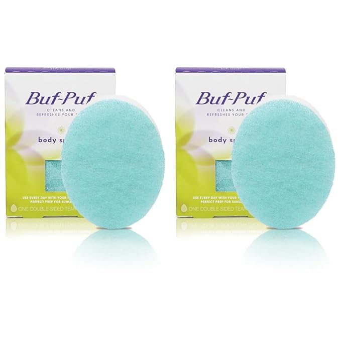 Buf-Puf Body Sponge, Bath Sponge, Dermatologist Developed, Cleanses Skin of Dirt, and Excess Oil, Reusable, Exfoliating, 1 Count (Pack of 2)