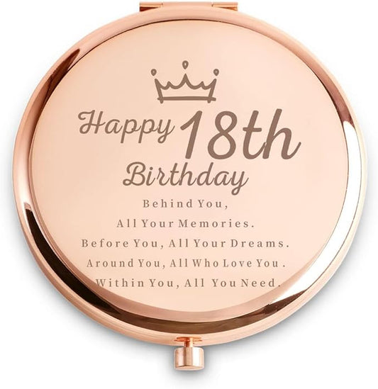 19th Birthday Gifts for Girls, Best Female Presents for 19 Year Old Daughter Niece Granddaughter Sister Friend, Personalized Engraved Compact Mirror Gift Ideas