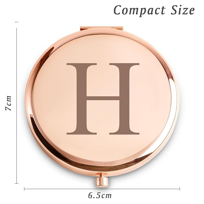 Personalized Gifts for Women Girls, Initial Compact Mirror, Unique Mothers Day Birthday Gifts for Friends Mom Wife Grandma Sister Daughter, 2025 Graduation Gifts for Her College Medical High School