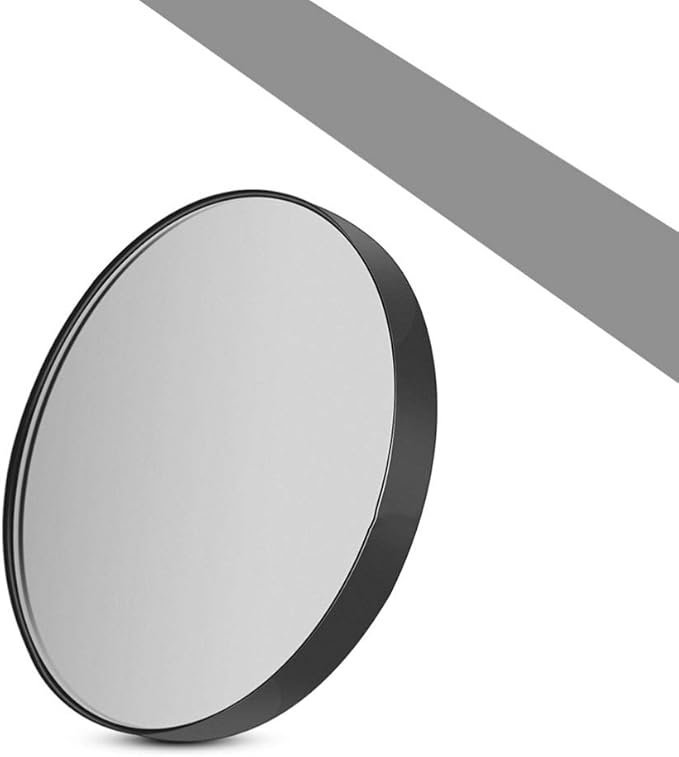 8. 8cm 10X Magnifying Glass Mirror Small Round Wall Mirror Cosmetic Makeup Mirror Pocket Mirror Bathroom Mirror with Suction Cups (Black)