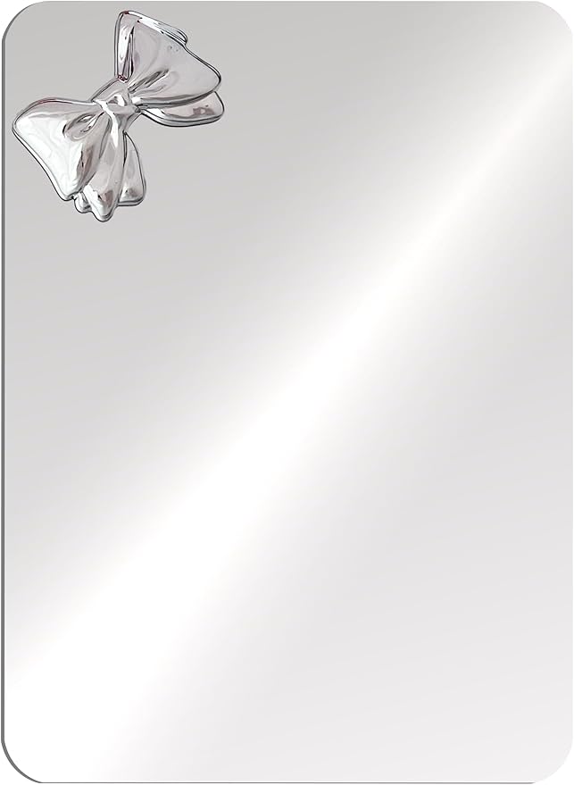 Magnetic Locker Mirror 6"x7" Real Glass Frameless Mirror with Magnetic Backing for School Locker, Bow School Locker Makeup Mirror for Girls Bathroom Refrigerator Dorm Gym Office Cabinet Home