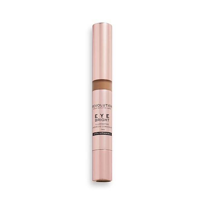 Makeup Revolution Eye Bright Concealer, Buildable Coverage, Dewy Finish, Tan, 3ml