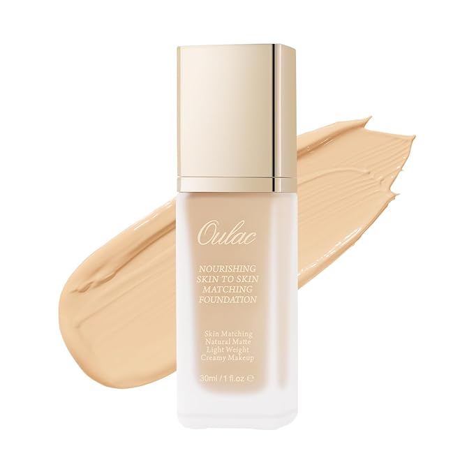 Oulac Foundation Make Up - Skincare Infused With Aloe Leaf and Vitamin E, Medium to High Coverage Liquid Foundation, Vegan 30ml, Shade: Natural 04