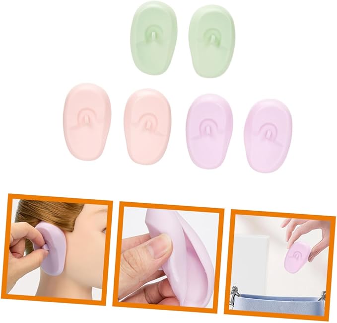3 Pairs perm Dyeing Ear Protection Water Proof Ear caps Ear Covers for Hair Dryer Silicone Ear Covers for Hair Dryer Heat Hair Dyeing Ear Covers tab Ear Muffs Accessories