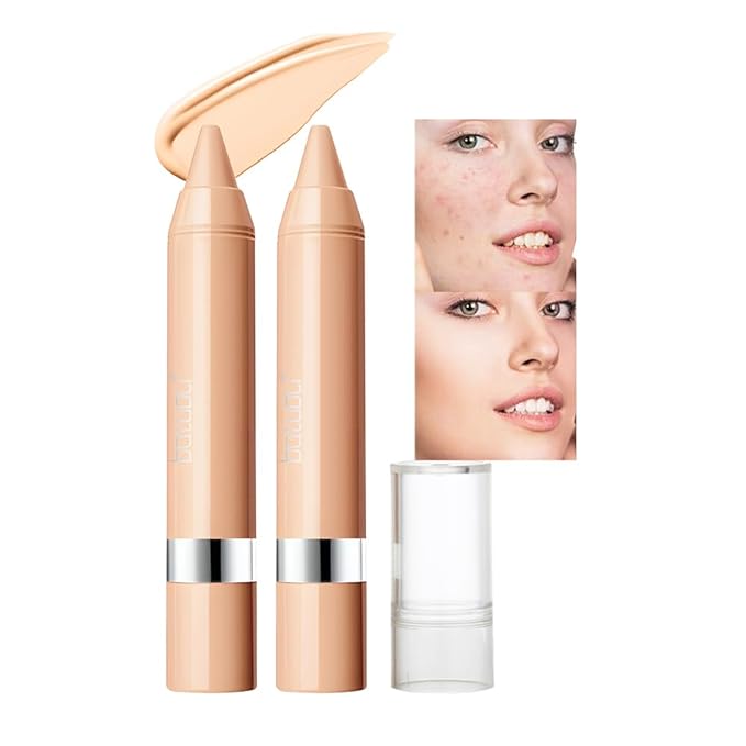 2pcs Light Beige Concealer Crayon Set, Brightening Creamy Under Eye Stick, Sustainable Beauty Makeup (Fair/Light Beige)