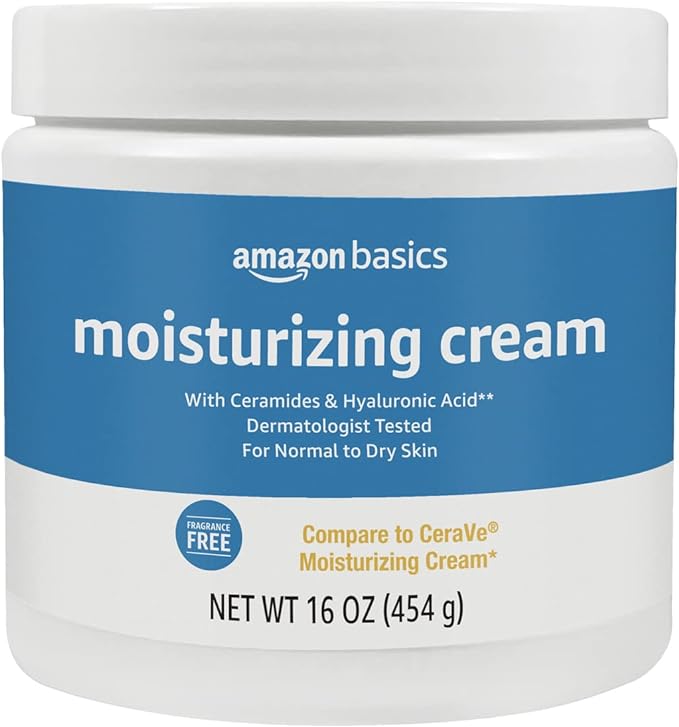 Amazon Basics Moisturizer Cream for Face, Dry Skin, Hydrating, 16 Ounces, 1-Pack