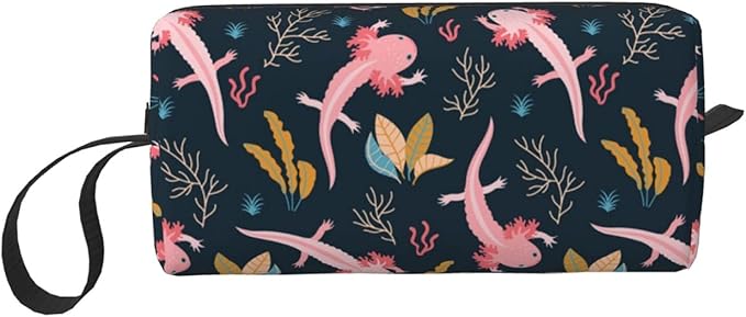 Axolotl Large Makeup Bag Adorable Travel Cosmetic Toiletry Organizer Case for Women