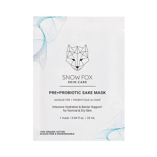 Pre+Probiotic Sake Mask – 5 Types of Vegan Prebiotics and Probiotics with Japanese Sake Ferment, Balances and Restores Skin Microbiome Health
