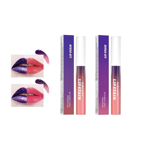 2PCS Pipe-off lip liner stain,line tattoo high-color Tint,Smudge-Proof,Waterproof,light brown/dark brown/burgundy long-lasting,Nude Matte Tint,Non-Fading, Full Coverage（#2+#3）