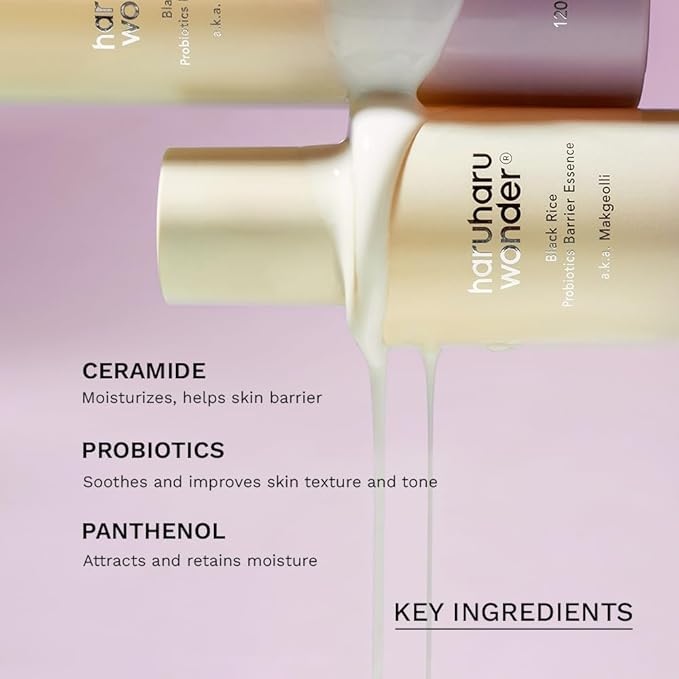 haruharu Wonder Black Rice Probiotics Barrier Essence, Skin Flooding & Layering, Strengthens Skin Barrier, Moisturizes, Glowy Radiant Skin, Ceramide & Panthenol, Holiday Stocking Stuffer, 4.05 fl.oz