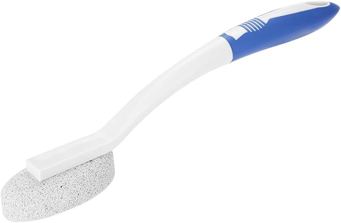 Foot Brush Long Handle Shower Bath Brush, Silicone Stone Foot Brush Removal Brush with Scrubbing Pumice Stone, 13.8inch Long Handle Foot Cleaning Massaging Brush