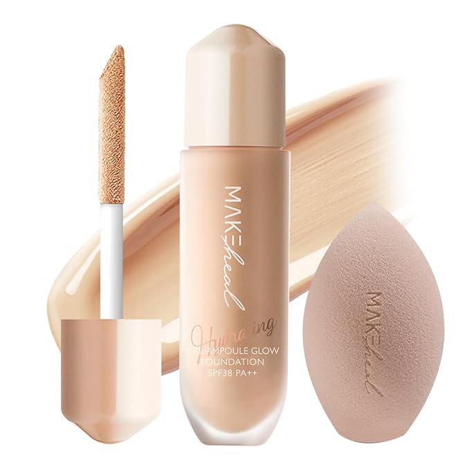 1.P.L AMPOULE GLOW FOUNDATION dewy glowy finish, liquid foundation with wand, all day coverage, blendable, 28g 0.99 fl Oz [23-N REV LIGHT]