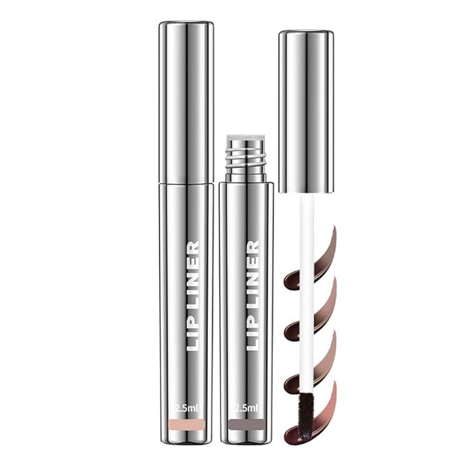 2PC Pipe-off lip liner stain,Nude Matte Tint,Non-Fading, Full Coverage,light brown/dark brown/burgundy long-lasting,line tattoo high-color Tint,Smudge-Proof,Waterproof(#2 Neutral Mauve+#4 Cool Cocoa)