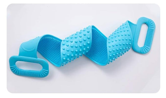 Silicone Bath Shower Back Scrubber Exfoliating Sponge Pad Set for Men and Women to Deep Clean Blue