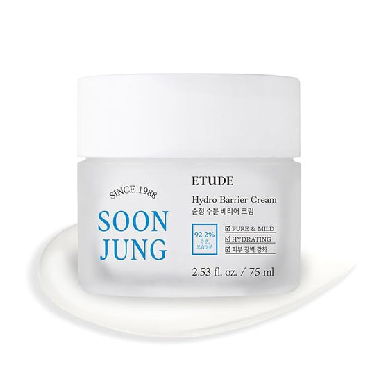 ETUDE Soonjung Hydro Barrier Cream 75ml | Moisturizing and Soothing Cream | Non-Comedogenic, Hypoallergenic & Fragrance Free Moisturizer for Face