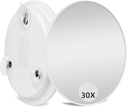 Makeup Mirror 30X Set, Travel Magnifying Mirror Set for Makeup,Magnified Mirror 3.5" with Two Suction Cups, Mirror Magnifying Comes