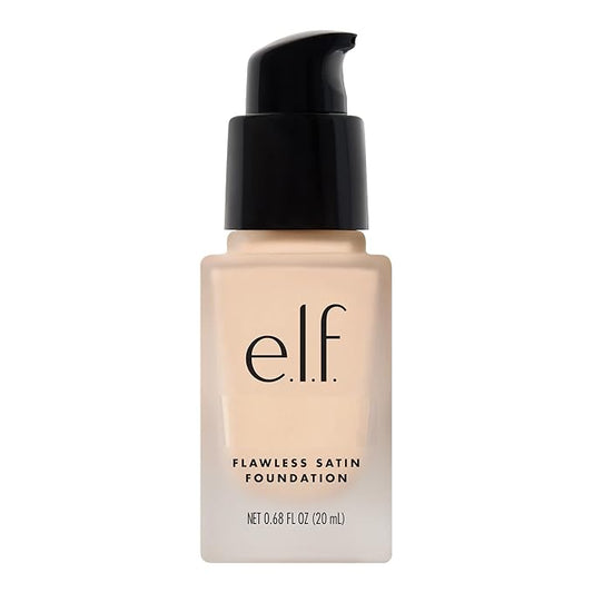 e.l.f. Flawless Satin Foundation, Lightweight & Medium Coverage, Semi-Matte Finish, Vegan & Cruelty-Free, Snow, 0.68 Fl Oz (20mL)