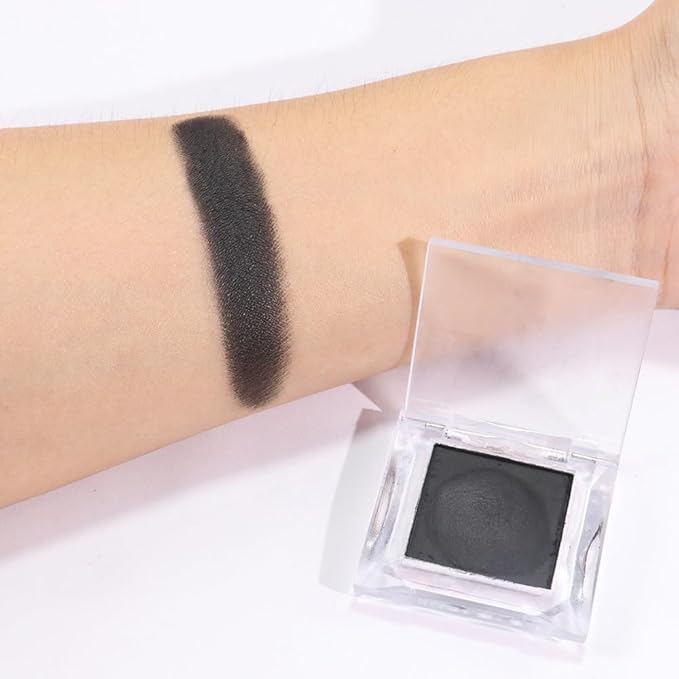 Matte Single Eye Shadow Palette Makeup, Matte Smoky Black Monochrome Eyeshadow For Old Women, Mini Single Pigmented Waterproof Sombras Para Ojos, Vegan, Talc, Paraben & Cruelty Free, 03