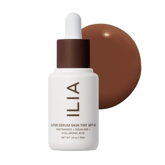 ILIA - Super Serum Skin Tint SPF 40 | Non-Comedogenic, Vegan, Lightweight to Help Against Blue Light, + Pollution while Hydrating, Smoothing, + Refining (Roque ST18, 1 fl oz | 30 ml)