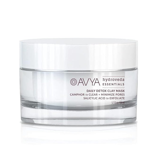 AVYA Hydroveda Essentials Daily Detox Clay Mask (1.7oz) - Bentonite Clay Treatment for Blemishes & Calming Camphor for Inflammation/Remove Impurities and Cleanse Pores