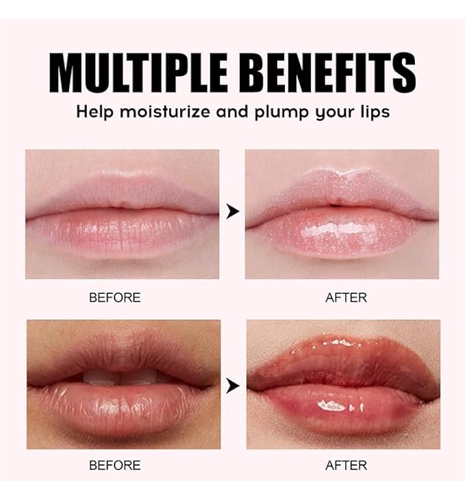 8 Colors Lip Plumping Gloss With Big Brush Head, Moisturizing Formula, Visibly Defines & Plumps Lips Repairing Lightening Lines Fresh Clear Smooth Care (# 02)