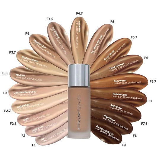 Fitglow Beauty - Natural Foundation+ Photo-Filtering Foundation | Vegan, Woman-Owned Clean Beauty (F4.5 - Tan Neutral, Soft Olive Undertones)