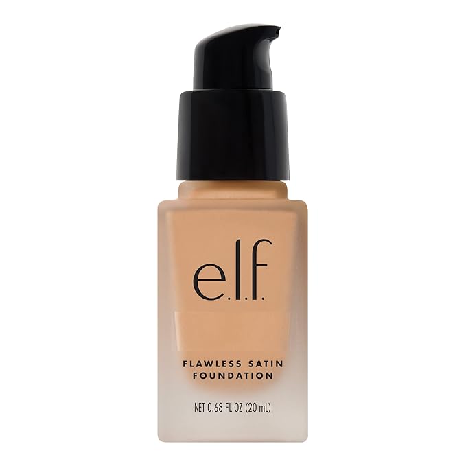 e.l.f. Flawless Satin Foundation, Lightweight & Medium Coverage, Semi-Matte Finish, Vegan & Cruelty-Free, Sand, 0.68 Fl Oz (20mL)